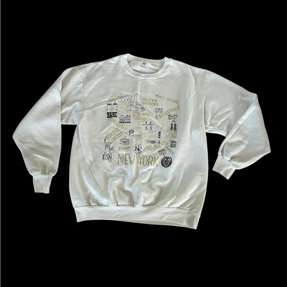 Vintage White Graphic New York Men's Sweater